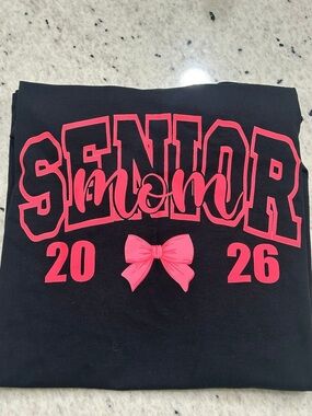 Gildan Black Tee with Hot Pink "Senior 2026" Graphic Bow